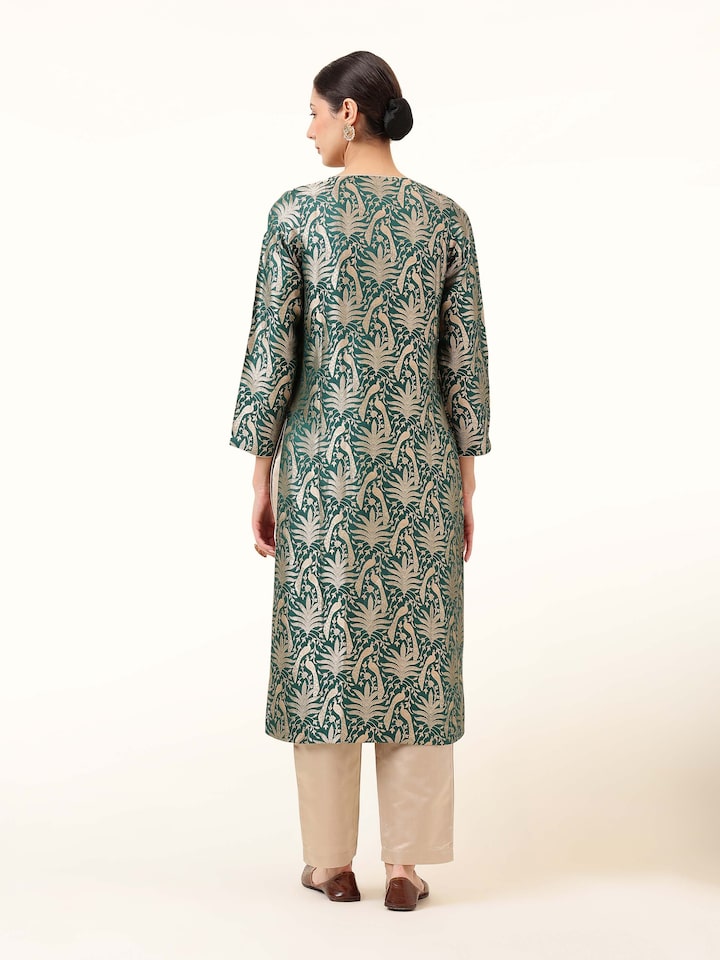Beige Banarasi Cigarette Pants