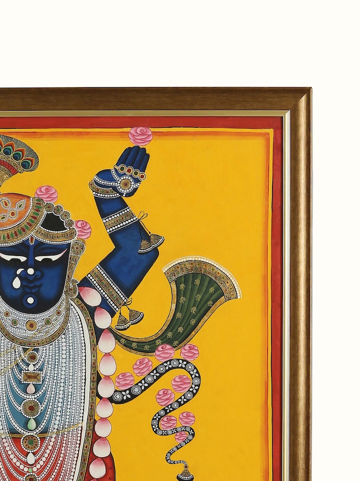 Close-up detail of the Shrinathji Swaroop Pichwai Painting