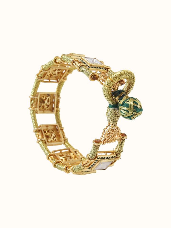 Detail view of Silver Smithing Bracelet highlighting the stone setting and metalwork detail
