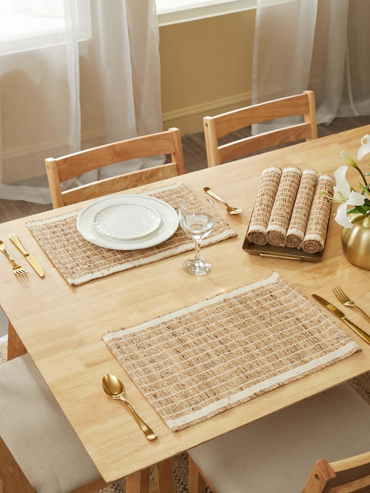 Full view capturing all six mats neatly displayed in a set