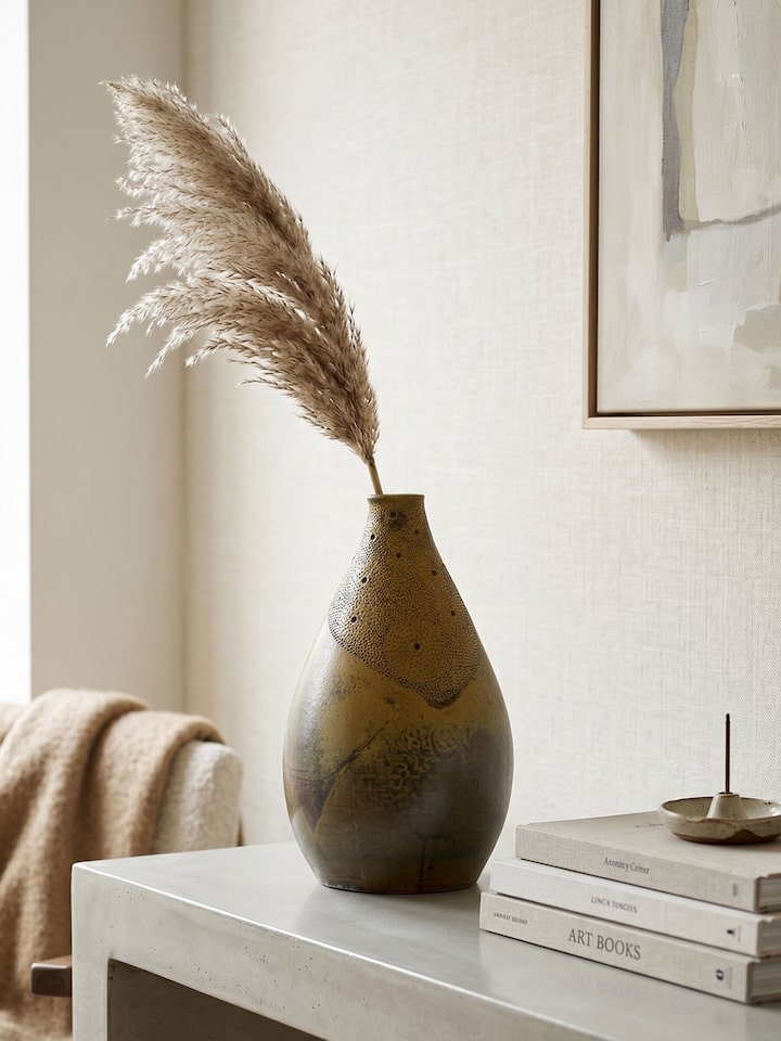 Left-side view of the Terracotta Clay Table Vase