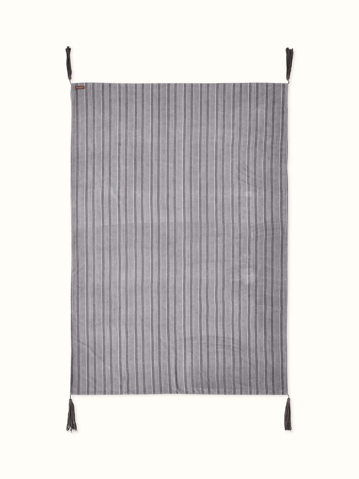 Shivranjini Handblock Printed Light Grey Floral Border Throw