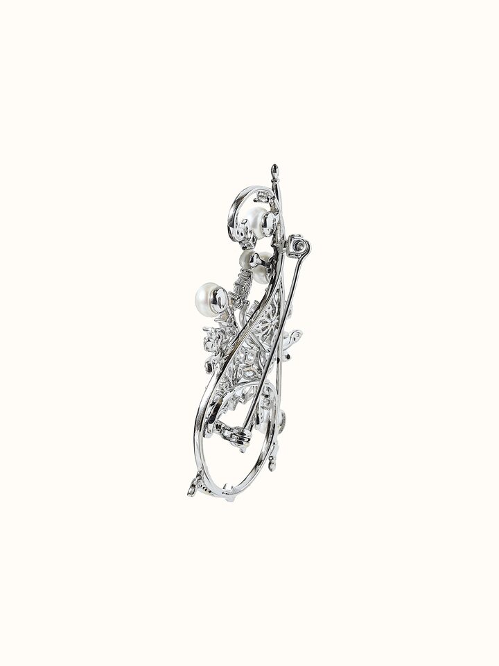 Front view of Silver Smithing Brooch Pin showing the complete piece and design, from a different angle