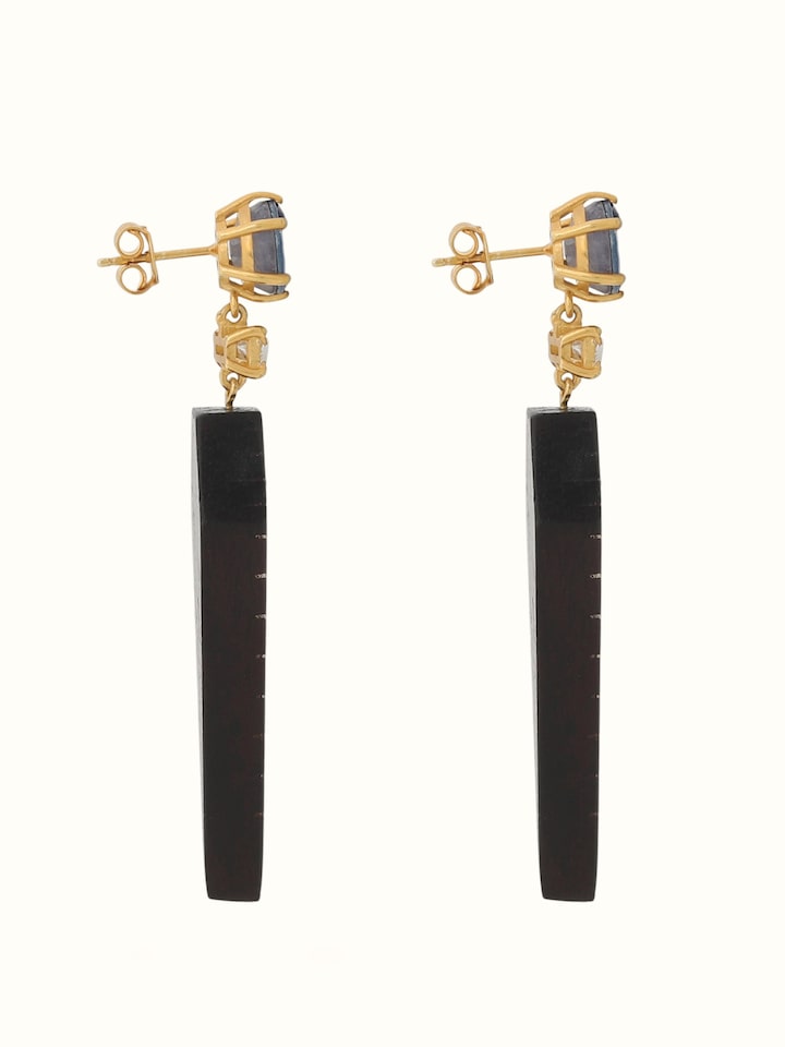 Side view of Tarkashi Silver Drop Earrings