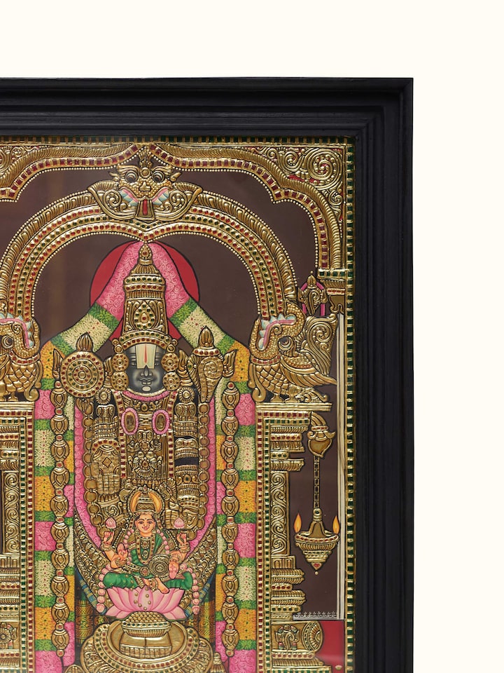 Detail view of the Balaji Lakshmi Thanjavur Painting