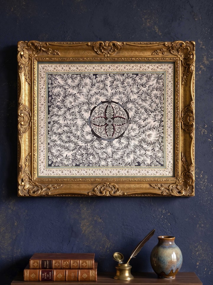 Styled view of Tree Of Life Black Miniature Painting displayed against a styled backdrop