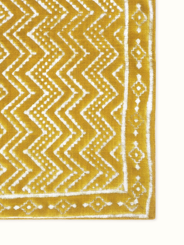 Puspita Ochre Cotton Dabu Hand Block Printed Table Mat (6 Pcs)