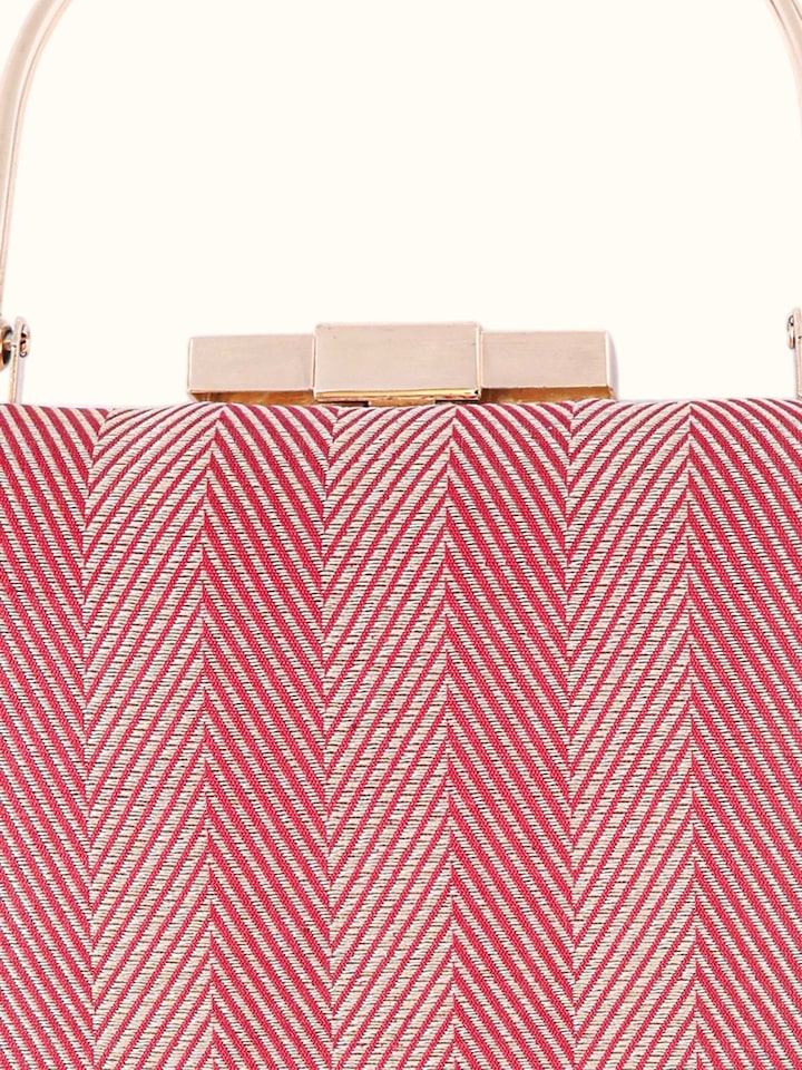 Detail view of Maroon Banarasi Silk Handbag highlighting the embellishment detail