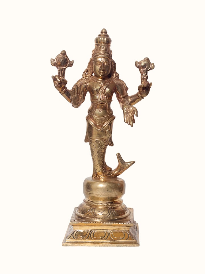 Finely crafted detail of the Bronze Cast Dasavatar Idol
