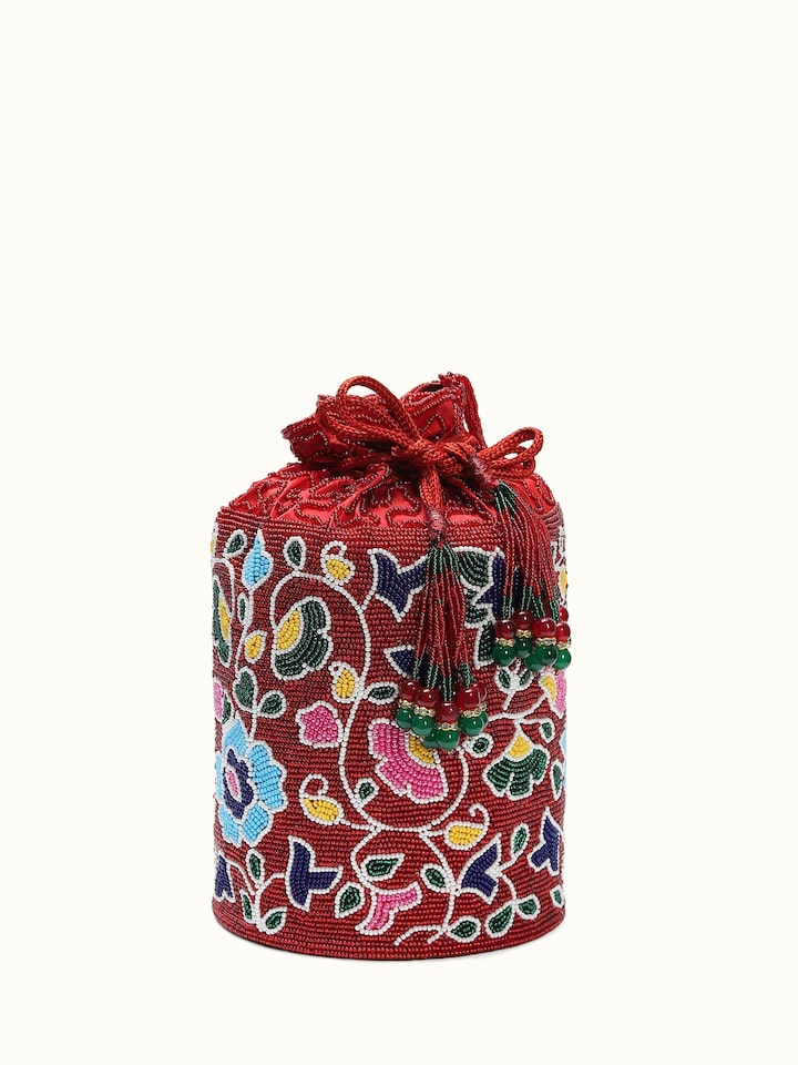 Angled view of the Beadwork Potli Bag