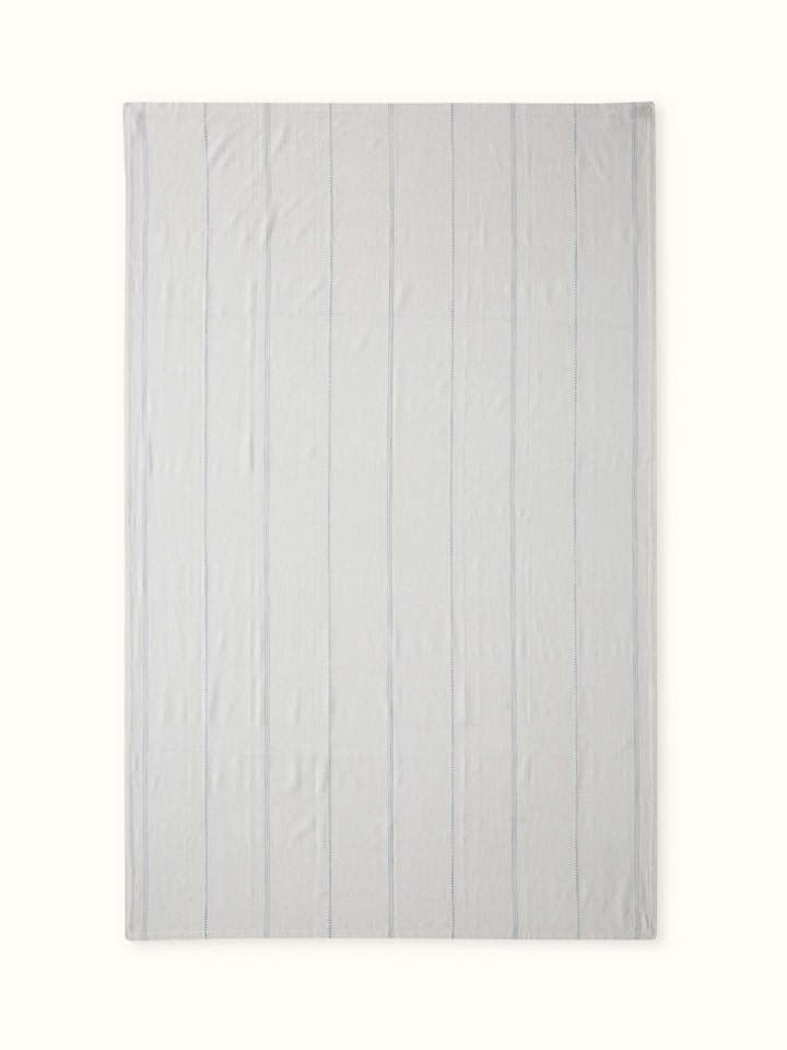 Full front view of Arth Light Blue Stripe Cotton Handloom Table Cover – elegant handwoven fabric