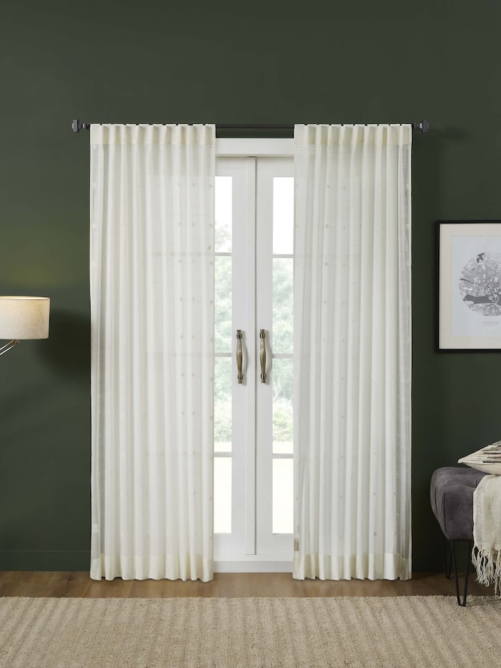 Kalpanama Ivory Buti Handloom Cotton Curtain (7 Ft)