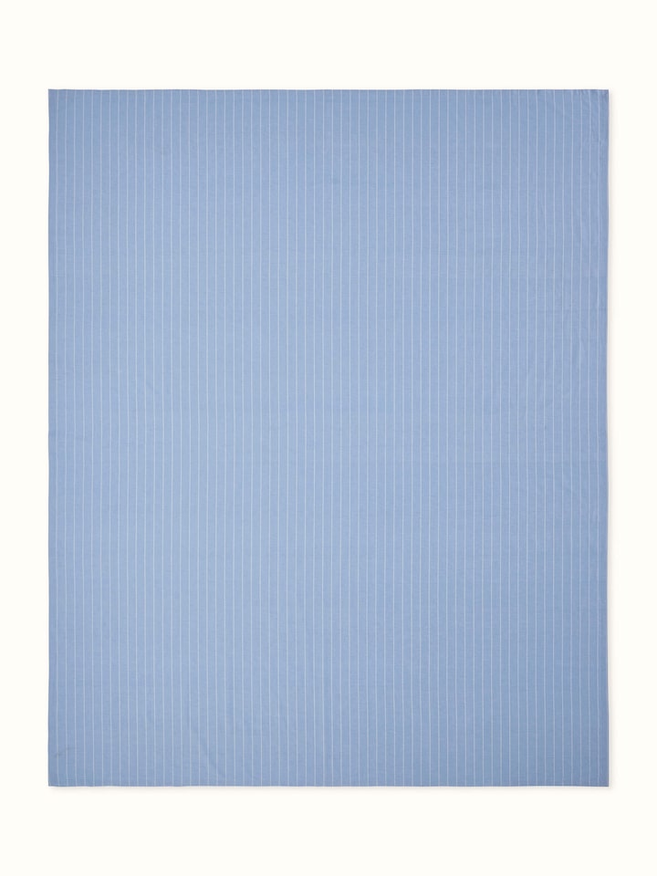 Keshod Handloom Cotton Sage Chambray Stripe Queen-size Bedsheet Set