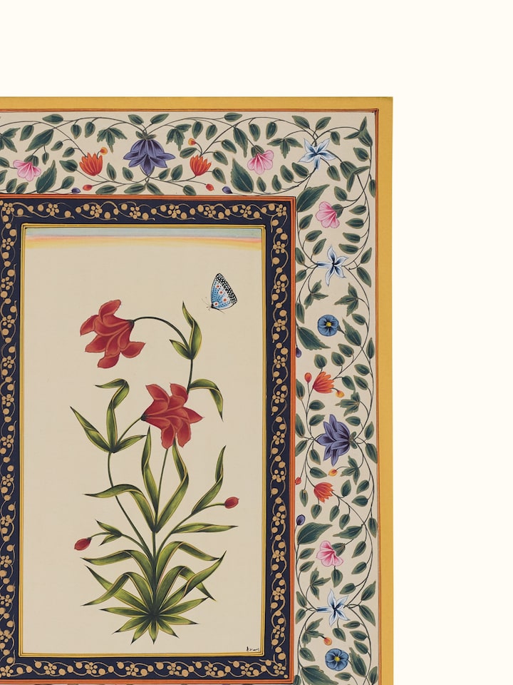 Detail view of the Lily Floral Boarder Miniature Painting