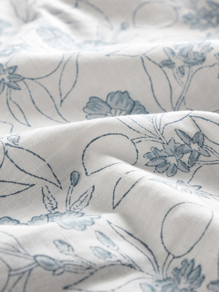 Close-up of the detailed hand block print and fabric weave