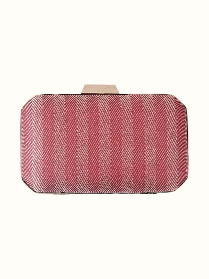 Front view of Maroon Banarasi Silk Clutch showing the front design and silhouette