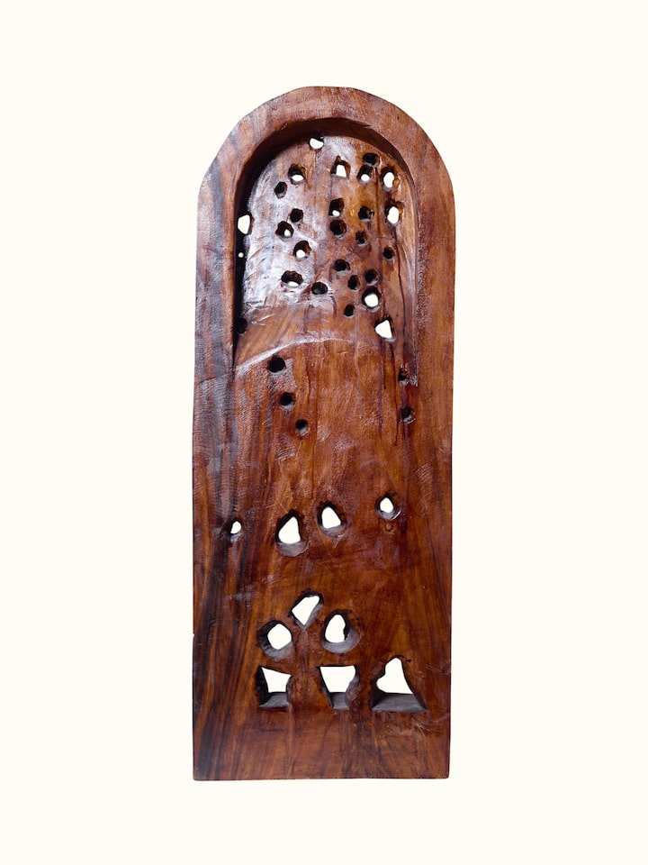 Back view of the Wood Carved Shiva Parvati Idol