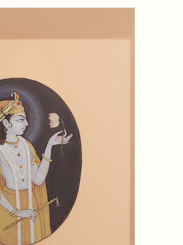 Detail view of the Krishna and Radha Miniature Painting