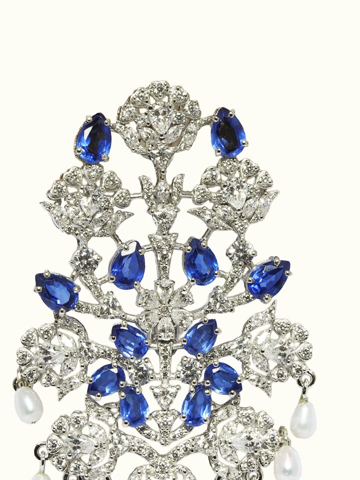 Detail view of Silver Smithing Brooch Pin highlighting the stone setting and metalwork detail, in an alternate close-up