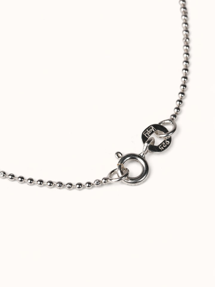 Top view of the Gemstone Panchmukhi Rudraksha & Pearl Silver Necklace