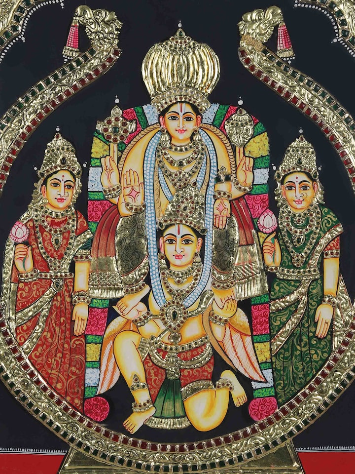 Detail view of the Perumal Thanjavur Painting