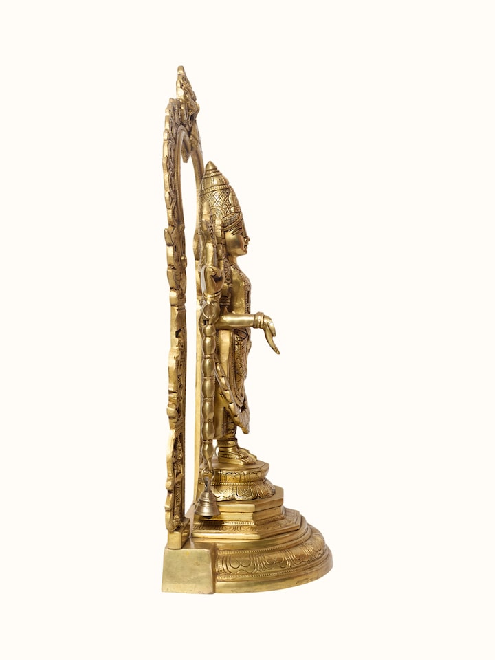 Angled view of the Brass Balaji Standing Idol