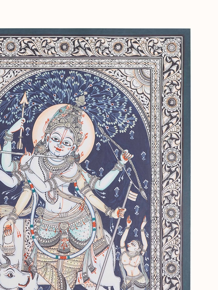Detail view of the Krishna Odisha Patachitra Painting