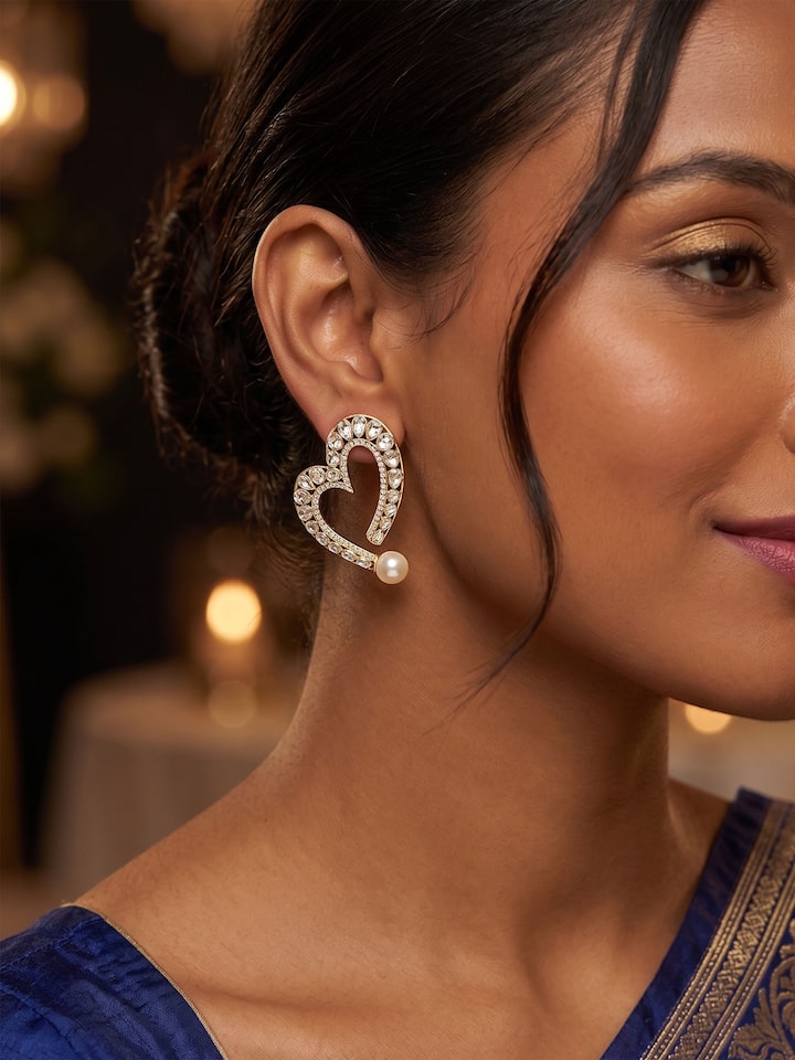 Dank Polki 14 Karat Gold Studs by Swadesh