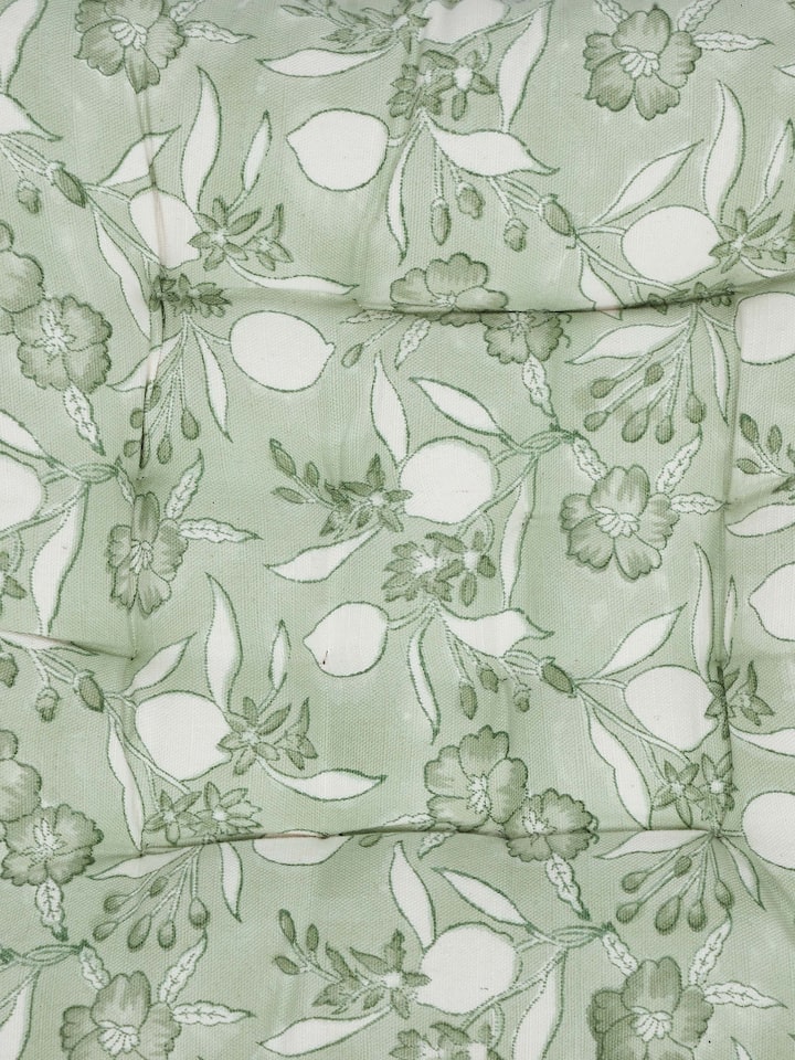 Close-up focusing on the intricate hand block printing details and fabric texture