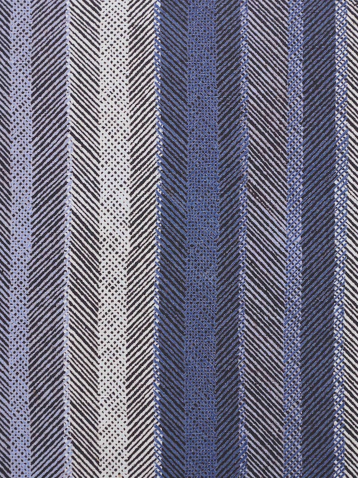 Parvat Indigo Stripe Linen Cotton Sanganeri Block Printed Cushion Cover