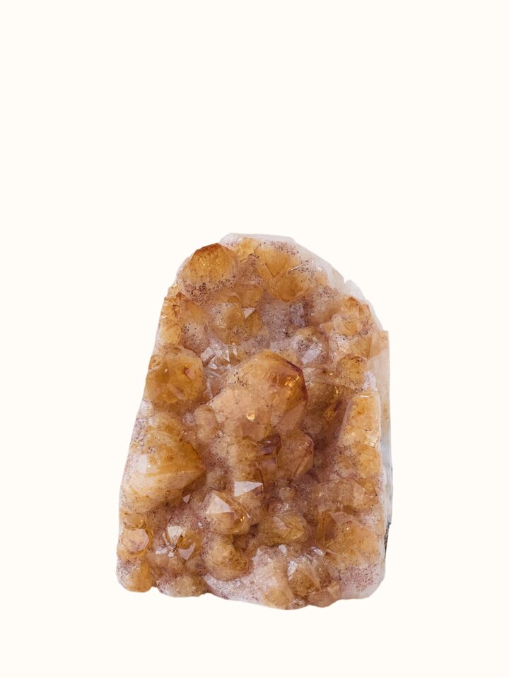 Side-angle view of the Gemstone Citrine Geode Medium Healing Stone