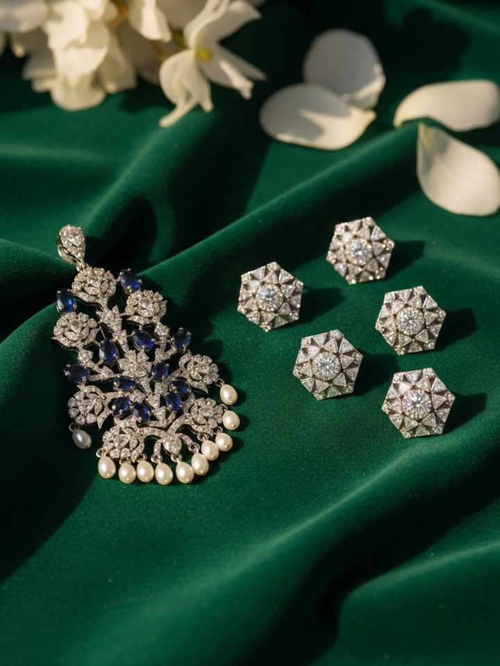Styled view of Silver Smithing Brooch Pin pinned onto fabric, showing how it looks styled