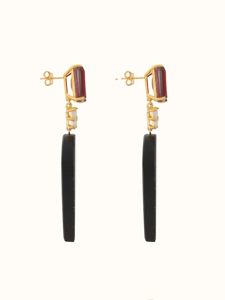 side view of tarkashi silver drop earrings