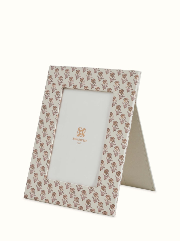 Angled view of Handmade Paper Photo Frame