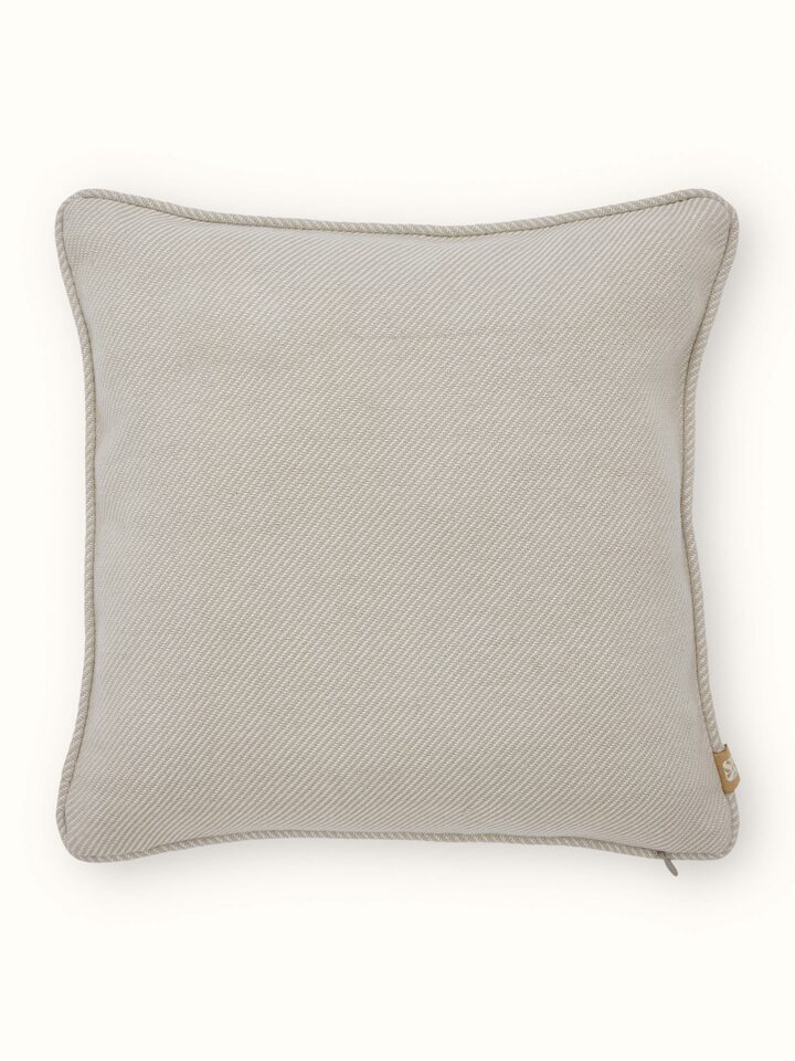 Godna Light Beige Buta Cotton Handwoven Pattu Cushion Cover