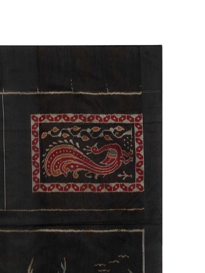 Detail view of the Deer Ikat Silk Wall Hanging