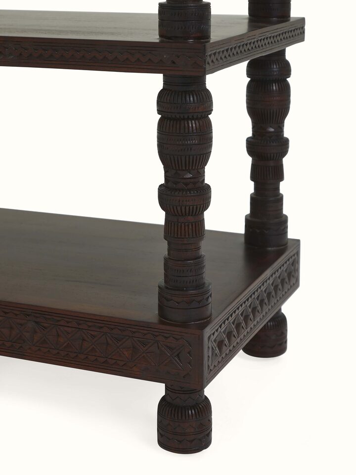 Back view showing clean wooden lines – classic Swadesh furniture design