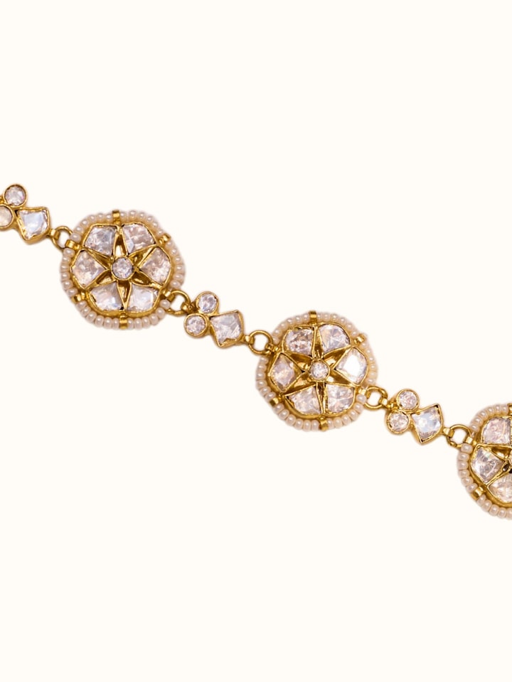 Detail view of Silver Smithing Flexible Bracelet highlighting the stone setting and metalwork detail