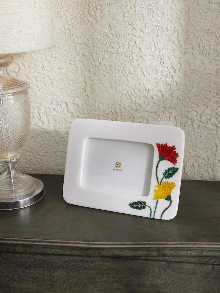 Styled view of Pacchikari Marble Photo Frame Multicolor styled in a home setting