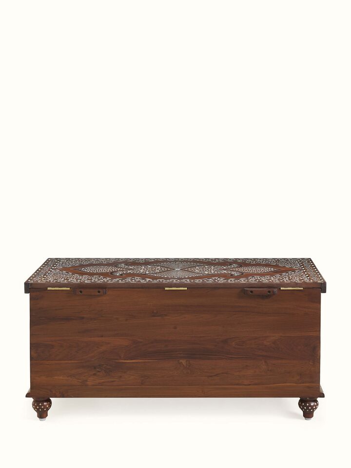 Back view of Teak Wood Inlay Trunk