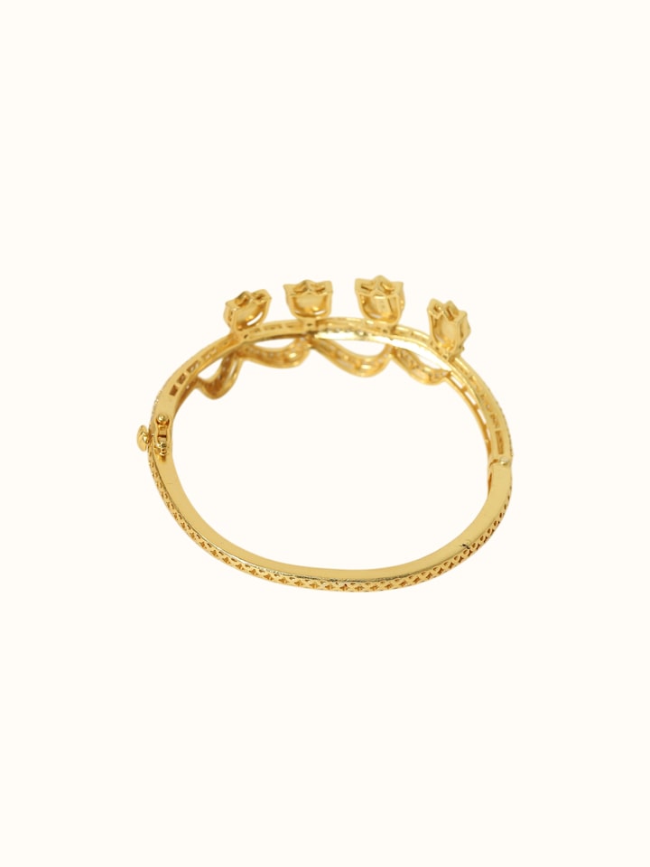 Detail view of Dank Polki Silver Bangle highlighting the stone setting and metalwork detail, with a slightly different focus area