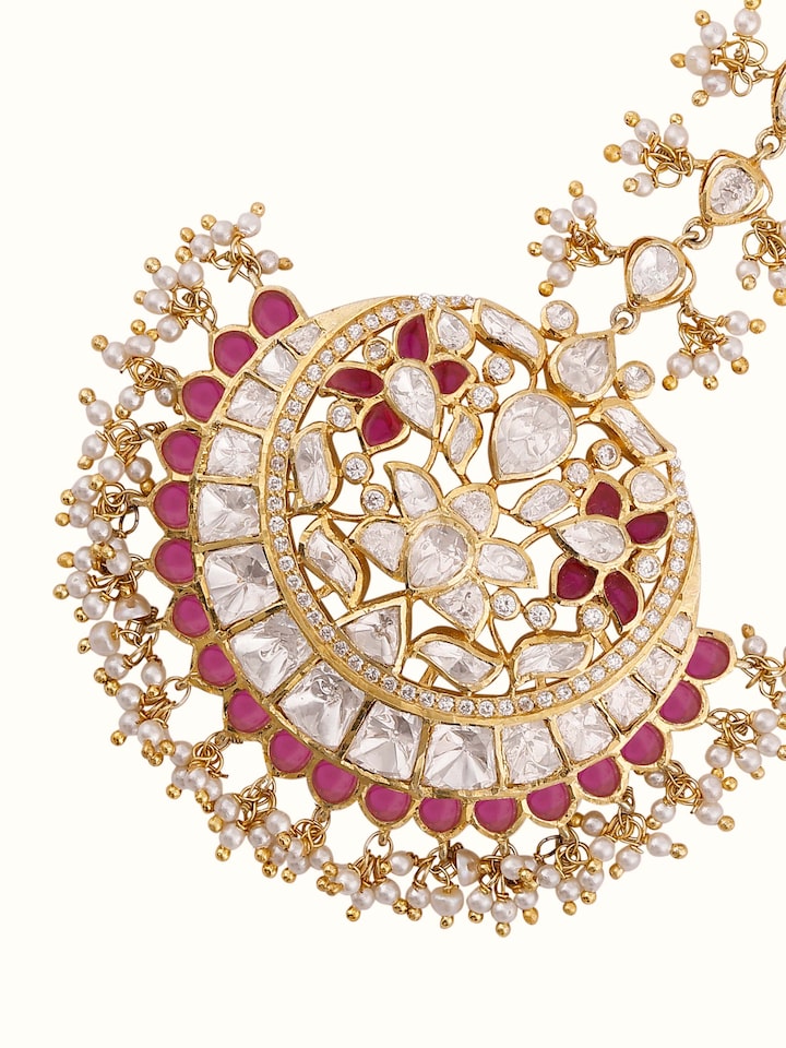 Overview of Silver Smithing Maang Tika showing the complete piece laid out