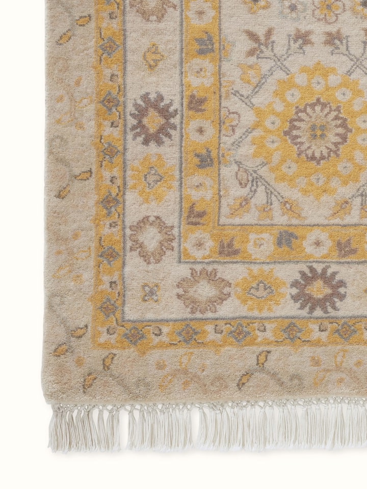 Detailed shot focusing on the precision of the knotting and the fine weave
