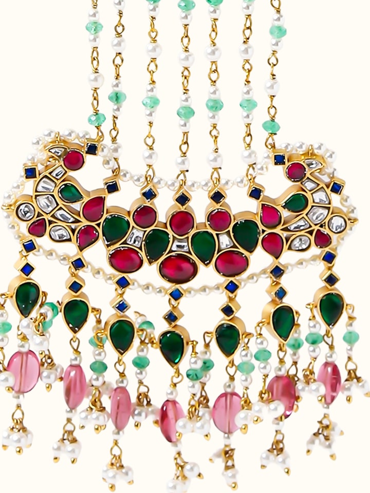Detail view of Silver Smithing Chandelier Earrings highlighting the stone setting and metalwork detail