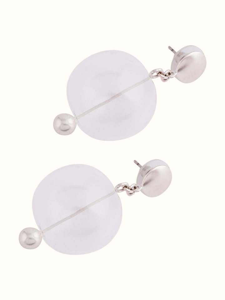 Silver Flame Glass Drop Earrings
