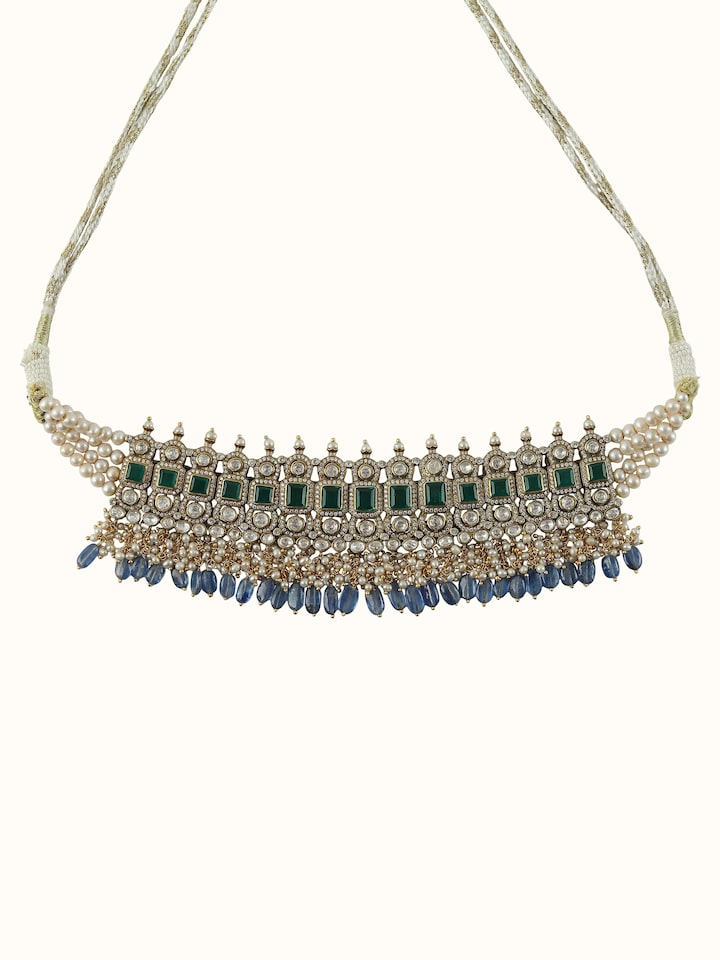 Additional detail shot highlighting side craftsmanship of silver choker.