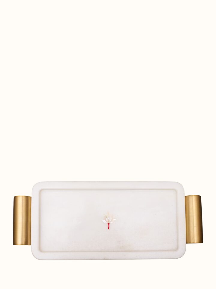 Front view of the Marble Pacchikari Small Tray