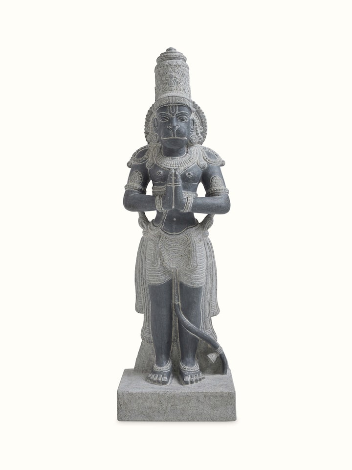 Front view of Hanuman Stone Carving Idol