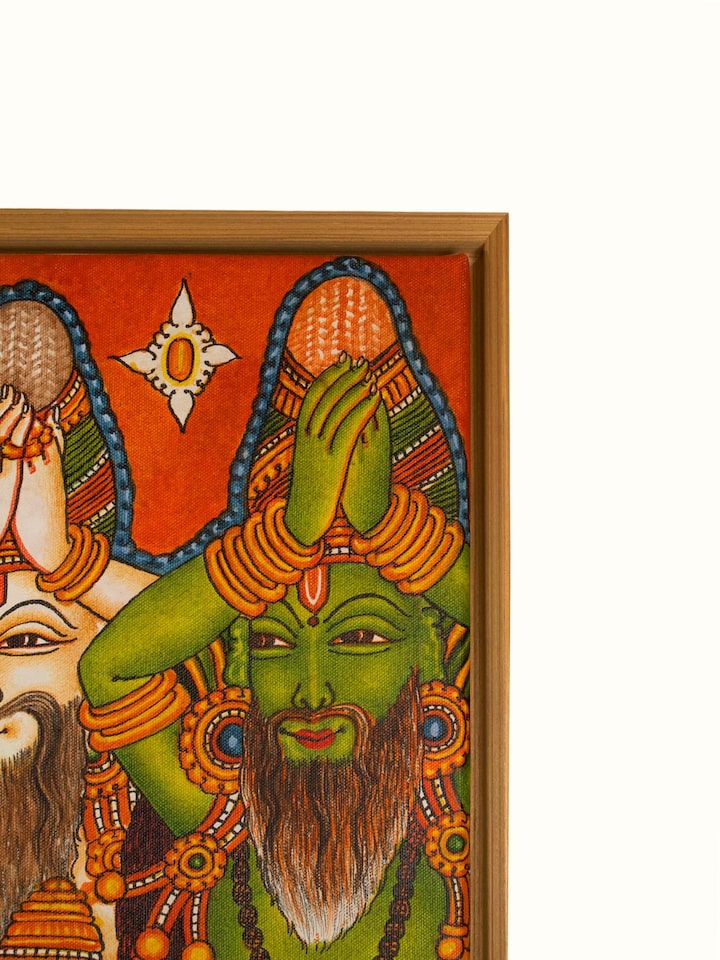 Detail view of Ananthshayna Kerala Mural Painting highlighting the intricate linework and detail