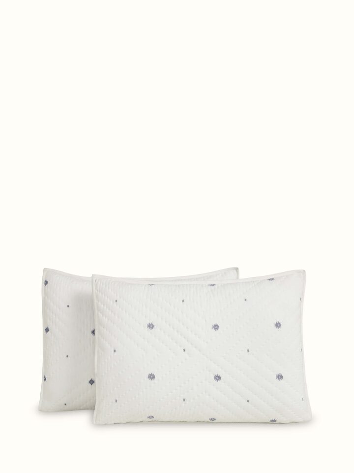 Front view of Kalpanama Ivory Handwoven Buti Cotton Pillow Shams set of 2 by Swadesh